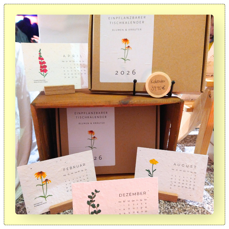 Einpflanzbare Kalender Blumen und Kräuter