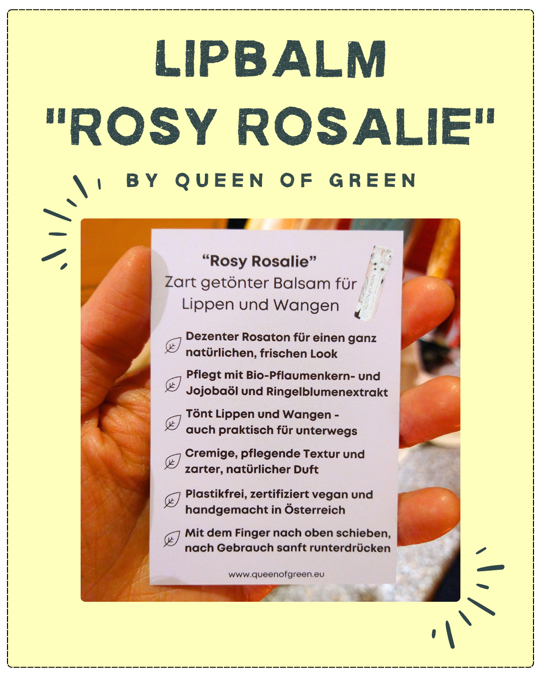 Lipbalm Rosy Roslie ´by Queen of Green_Back